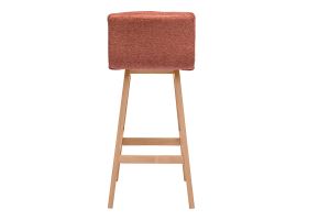 Tabouret de bar en tissu effet velours texturé terracotta et bois (lot de 2) JOAN