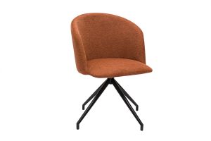 Chaise design pivotante 360° en tissu effet velours texturé terre brulée et métal noir VANITY