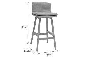 Tabouret de bar en tissu effet velours texturé terracotta et bois (lot de 2) JOAN