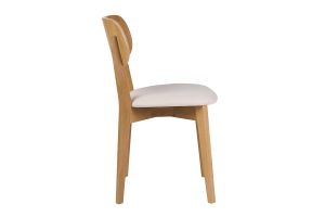 Chaises vintage en bois clair chêne et tissu effet laine bouclée blanc (lot de 2) LUCIA