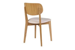 Chaises vintage en bois clair chêne et tissu effet laine bouclée blanc (lot de 2) LUCIA