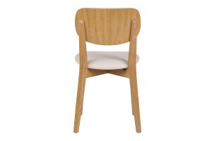 Chaises vintage en bois clair chêne et tissu effet laine bouclée blanc (lot de 2) LUCIA