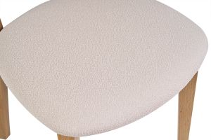 Chaises vintage en bois clair chêne et tissu effet laine bouclée blanc (lot de 2) LUCIA