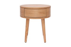 Tables de chevet rondes en bois clair avec tiroir (lot de 2) JUDITH