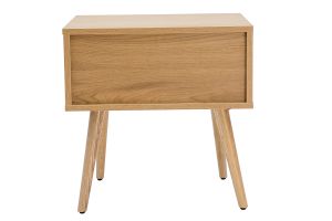 Comodini finitura legno chiaro, motivo a intreccio rattan e metallo nero L50 cm (set di 2) MANILLE