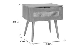 Comodini finitura legno chiaro, motivo a intreccio rattan e metallo nero L50 cm (set di 2) MANILLE