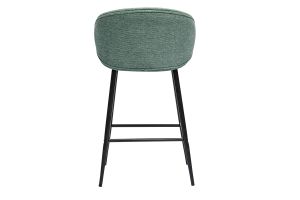 Tabourets de bar design en tissu effet velours texturé vert céladon et métal noir (lot de 2) ROSALIE