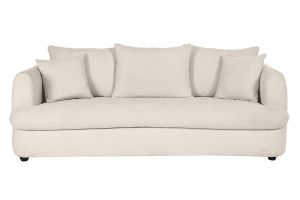 Canapé déhoussable 3-4 places design haricot en tissu effet velours beige clair SACHA