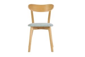 Chaises vintage en bois clair chêne et tissu effet velours vert céladon (lot de 2) DOVE