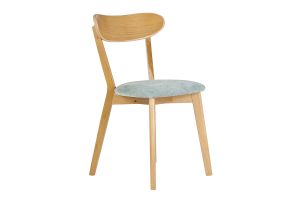 Chaises vintage en bois clair chêne et tissu effet velours vert céladon (lot de 2) DOVE