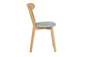 Chaises vintage en bois clair chêne et tissu effet velours vert céladon (lot de 2) DOVE