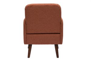 Fauteuil scandinave en tissu effet velours texturé terre brûlée et bois foncé ISKO