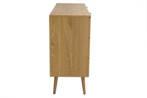 Commode finition bois clair, cannage en rotin et métal noir 6 tiroirs L120 cm MANILLE