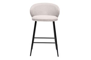 Tabourets de bar design en tissu effet velours texturé beige et métal noir (lot de 2) ROSALIE
