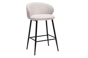 Tabourets de bar design en tissu effet velours texturé beige et métal noir (lot de 2) ROSALIE