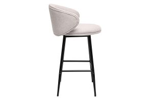Tabourets de bar design en tissu effet velours texturé beige et métal noir (lot de 2) ROSALIE