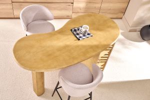 Tabourets de bar design en tissu effet velours texturé beige et métal noir (lot de 2) ROSALIE
