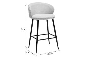 Tabourets de bar design en tissu effet velours texturé beige et métal noir (lot de 2) ROSALIE