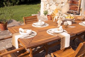 Table de jardin extensible rallonges intégrées en bois massif L180-240 cm SANTO
