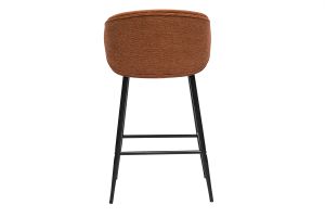 Tabourets de bar design en tissu effet velours texturé terre brûlée et métal noir (lot de 2) ROSALIE