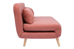 Chauffeuse 2 places convertible en tissu effet velours texturé terracotta et bois clair AMIKO