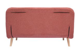 Chauffeuse 2 places convertible en tissu effet velours texturé terracotta et bois clair AMIKO