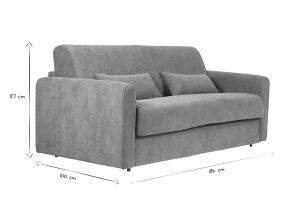 Canapé convertible 3 places en tissu effet velours terre brûlée avec matelas 13 cm LETTO