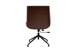 Sedia da ufficio design girevole a 360° nera, legno scuro noce e metallo nero CURVED