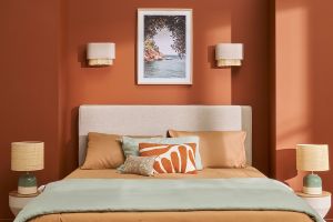 Applique murale en lin beige et cannage rotin naturel H20 cm TIWY