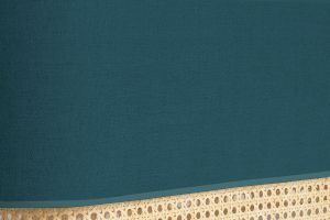 Applique murale en tissu bleu canard et cannage rotin naturel H20 cm TIWY