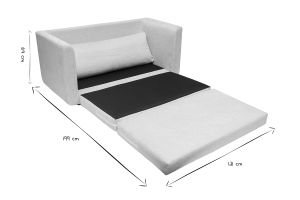 Canapé convertible 2 places en tissu effet velours texturé beige LEON