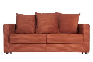 Canapé convertible 3 places en tissu velours côtelé terracotta avec matelas 13 cm BACIO