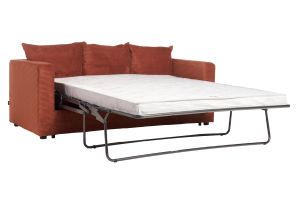 Canapé convertible 3 places en tissu velours côtelé terracotta avec matelas 13 cm BACIO