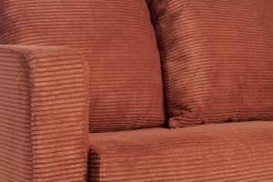 Canapé convertible 3 places en tissu velours côtelé terracotta avec matelas 13 cm BACIO