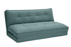 Chauffeuse 2 places convertible en tissu vert de gris SALLY