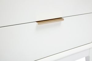 Table de chevet blanche mat et métal doré avec rangements GIANA