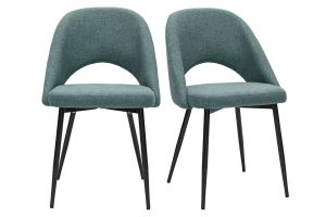 Chaises vintage en tissu vert de gris et métal noir (lot de 2) COSETTE