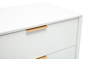 Commode blanche mat et métal doré 6 tiroirs L120 cm GIANA