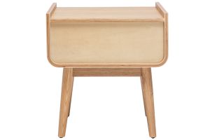 Tables de chevet avec tiroir en bois clair frêne et cannage rotin (lot de 2) ATHÈNE