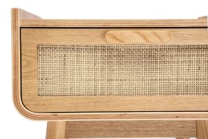 Tables de chevet avec tiroir en bois clair frêne et cannage rotin (lot de 2) ATHÈNE