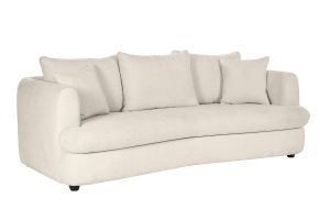 Canapé déhoussable 3-4 places design haricot en tissu effet velours beige clair SACHA