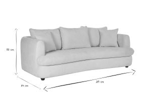 Canapé déhoussable 3-4 places design haricot en tissu effet velours beige clair SACHA