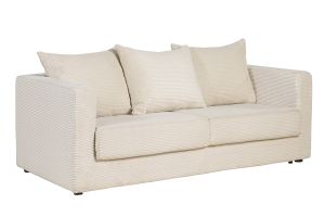 Canapé convertible 3 places en tissu velours côtelé beige avec matelas 13 cm BACIO
