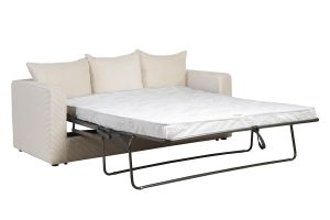Canapé convertible 3 places en tissu velours côtelé beige avec matelas 13 cm BACIO