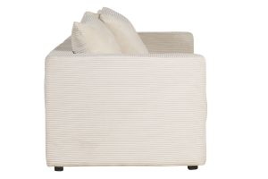 Canapé convertible 3 places en tissu velours côtelé beige avec matelas 13 cm BACIO
