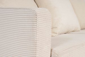 Canapé convertible 3 places en tissu velours côtelé beige avec matelas 13 cm BACIO