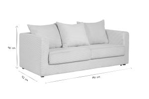 Canapé convertible 3 places en tissu velours côtelé beige avec matelas 13 cm BACIO