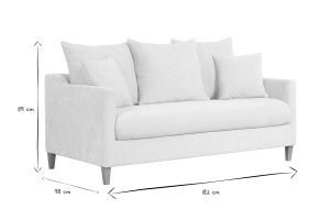 Canapé convertible scandinave 3 places en tissu effet velours beige et bois clair LOUISE