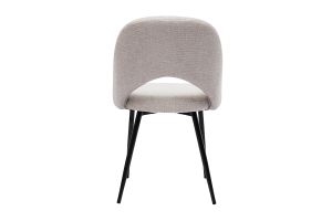 Chaises vintage en tissu effet velours texturé beige et métal noir (lot de 2) COSETTE