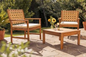 Table basse de jardin carré en bois massif L60 cm SALVADOR